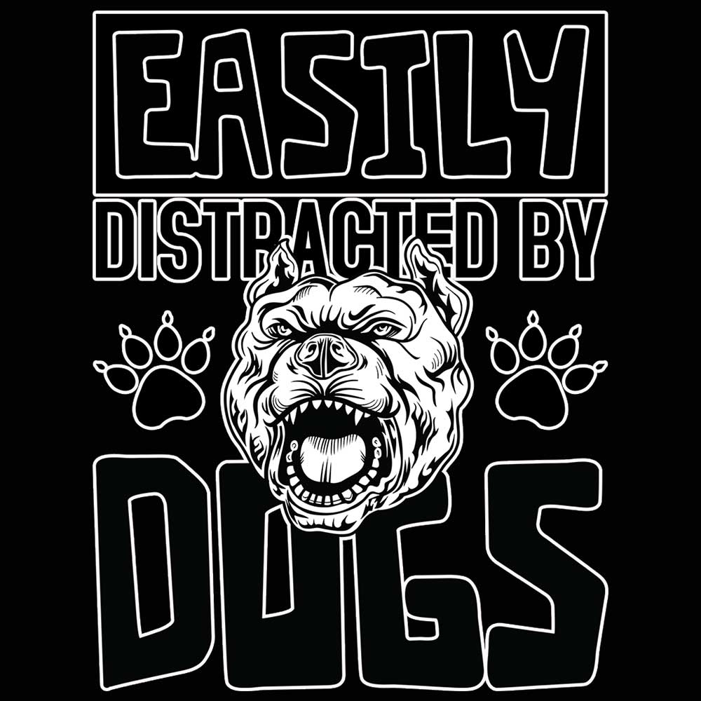 Easily Distracted By Dogs V2 - Mens 123t Funny T-Shirt Tshirts