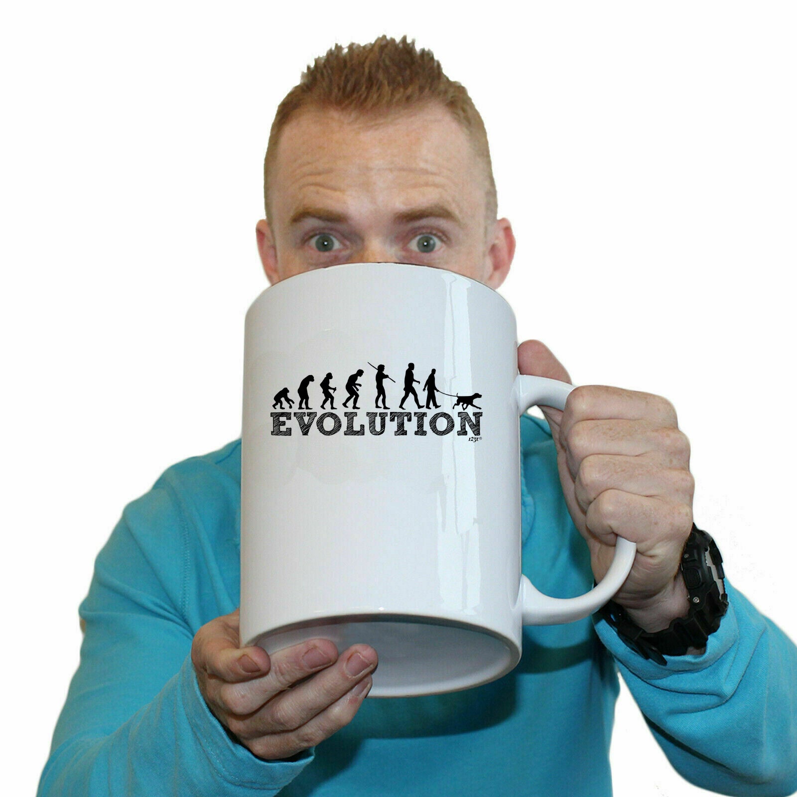 Evolution Dog Walker - Funny Giant 2 Litre Mug Cup