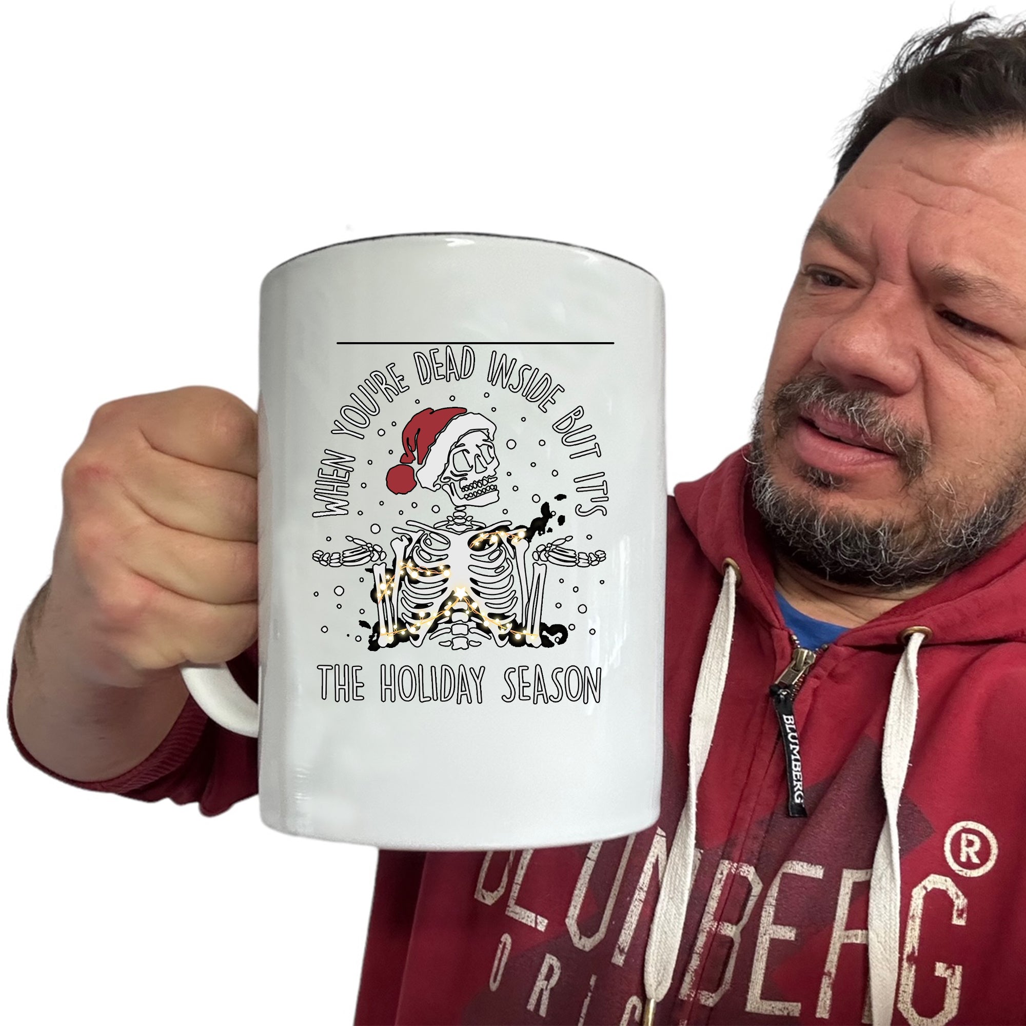 Christmas Dead Inside But Holiday Season - Funny Giant 2 Litre Mug