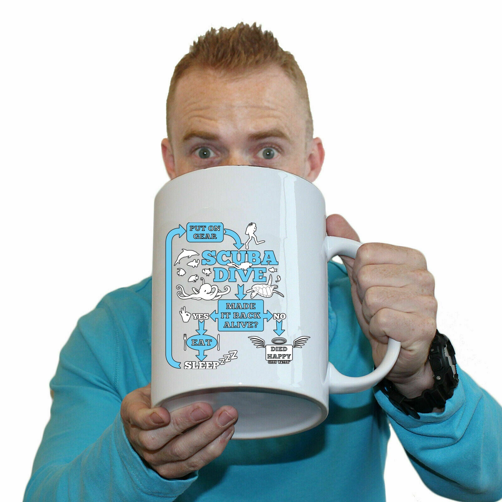 Ow Scuba Dive Make It Back Alive - Funny Giant 2 Litre Mug