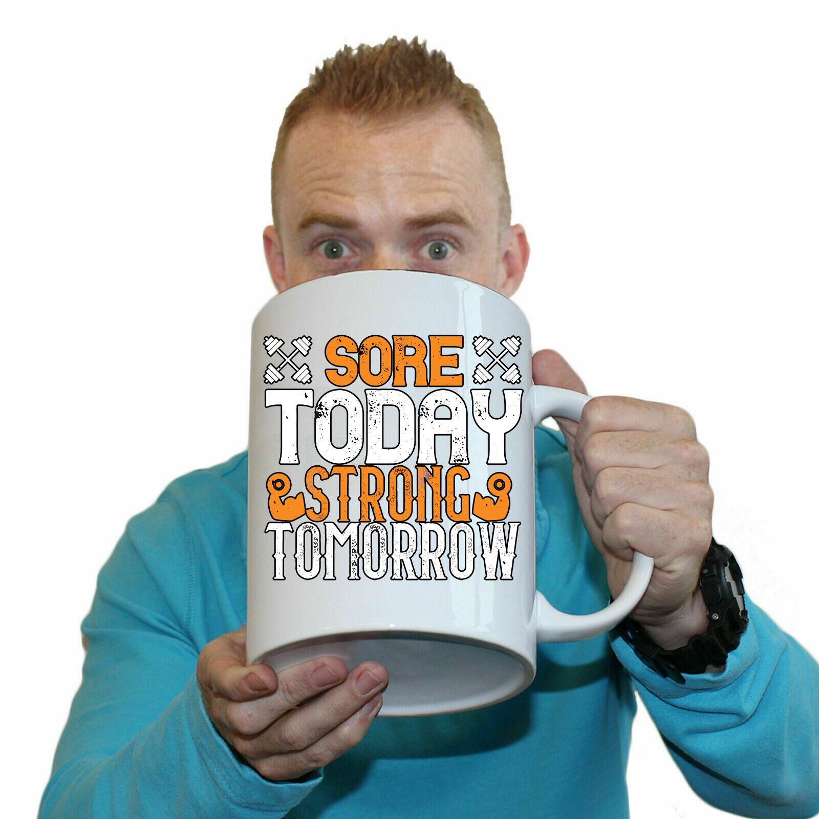 Sore Today Strong Tomorrow Gym Bodybuilding - Funny Giant 2 Litre Mug