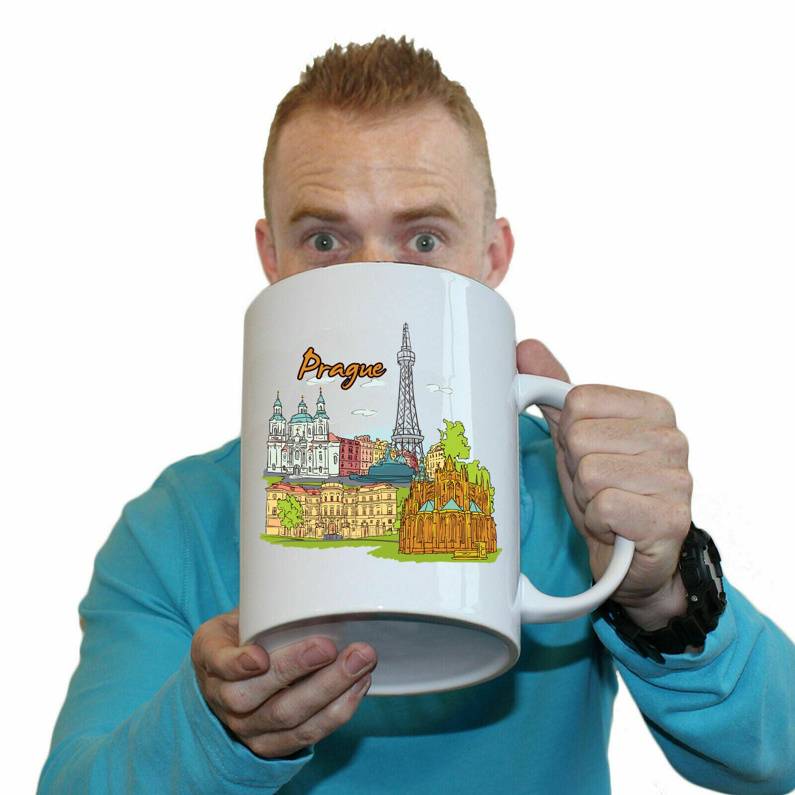 Prague Czech Republic Country Flag Destination - Funny Giant 2 Litre Mug