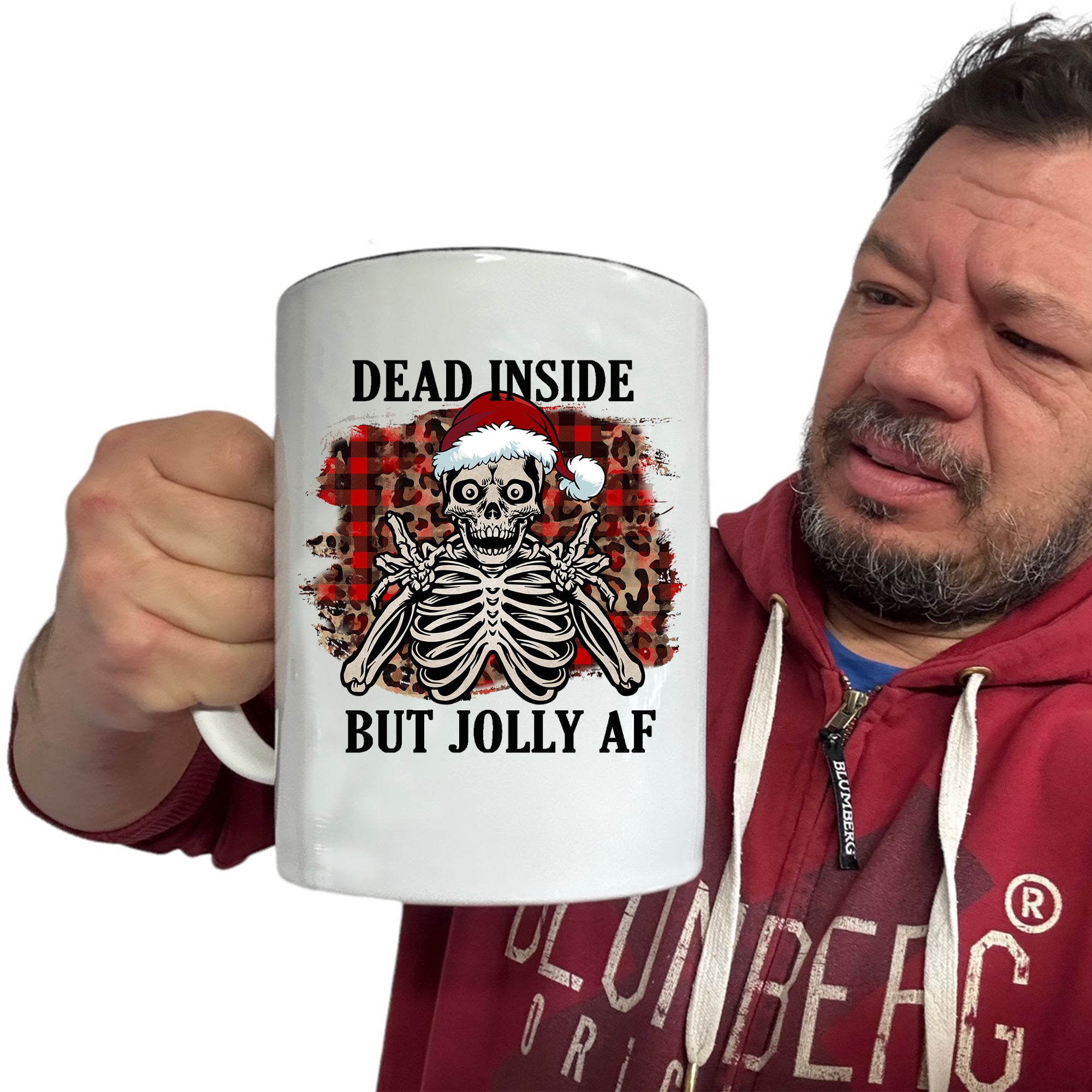 Christmas Dead Inside But Jolly Af - Funny Giant 2 Litre Mug