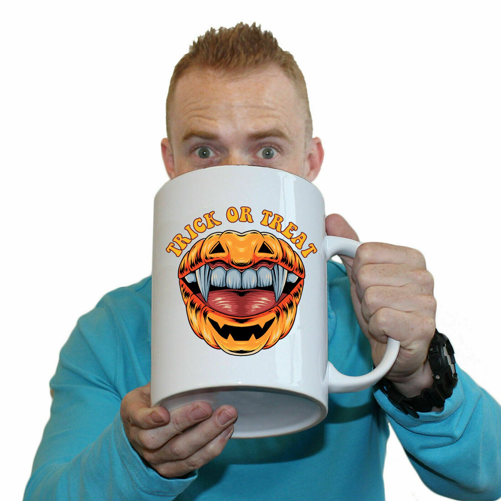 Trick Or Treat Pumpkin Lips Halloween Trick Or Treat - Funny Giant 2 Litre Mug