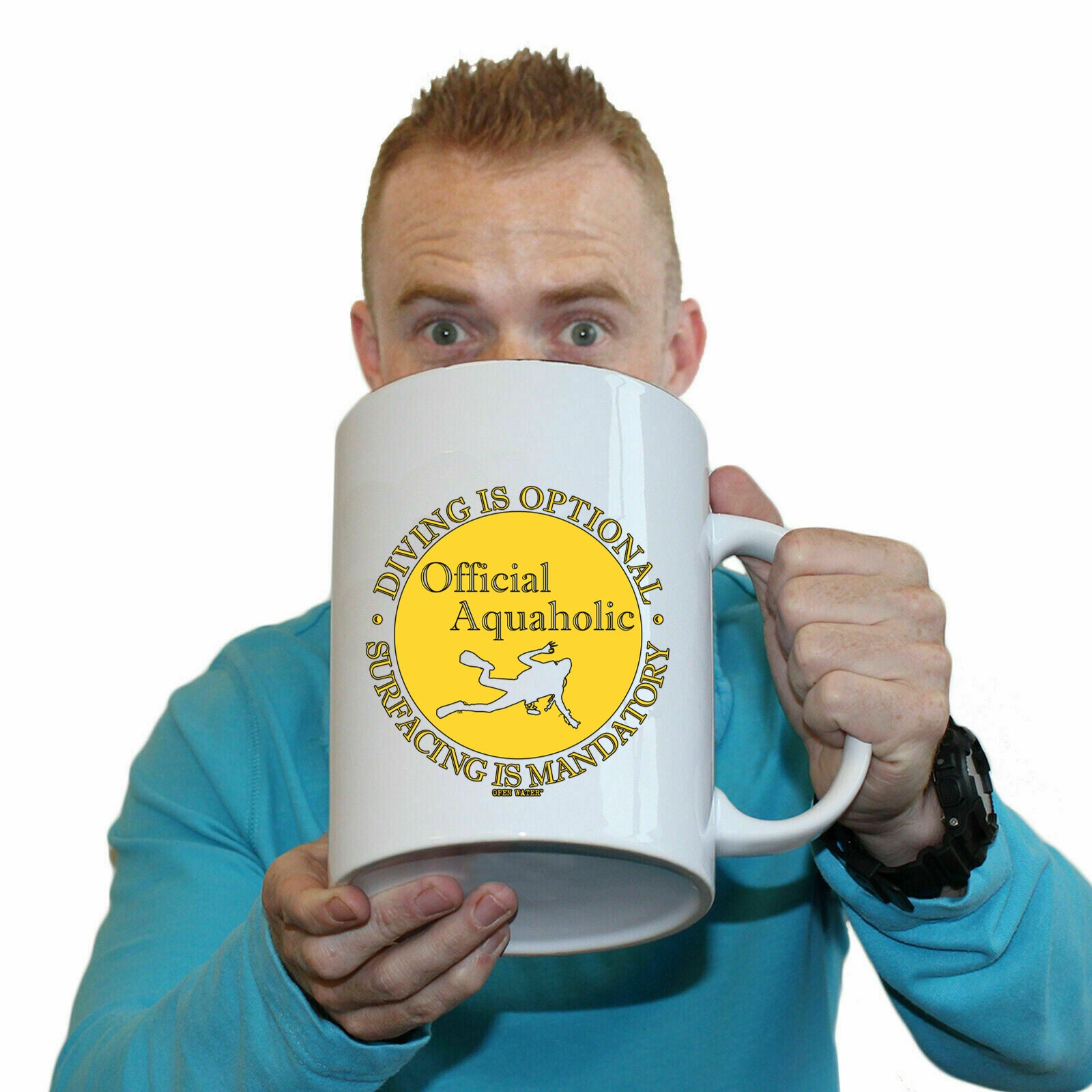 Ow Official Aquaholic - Funny Giant 2 Litre Mug