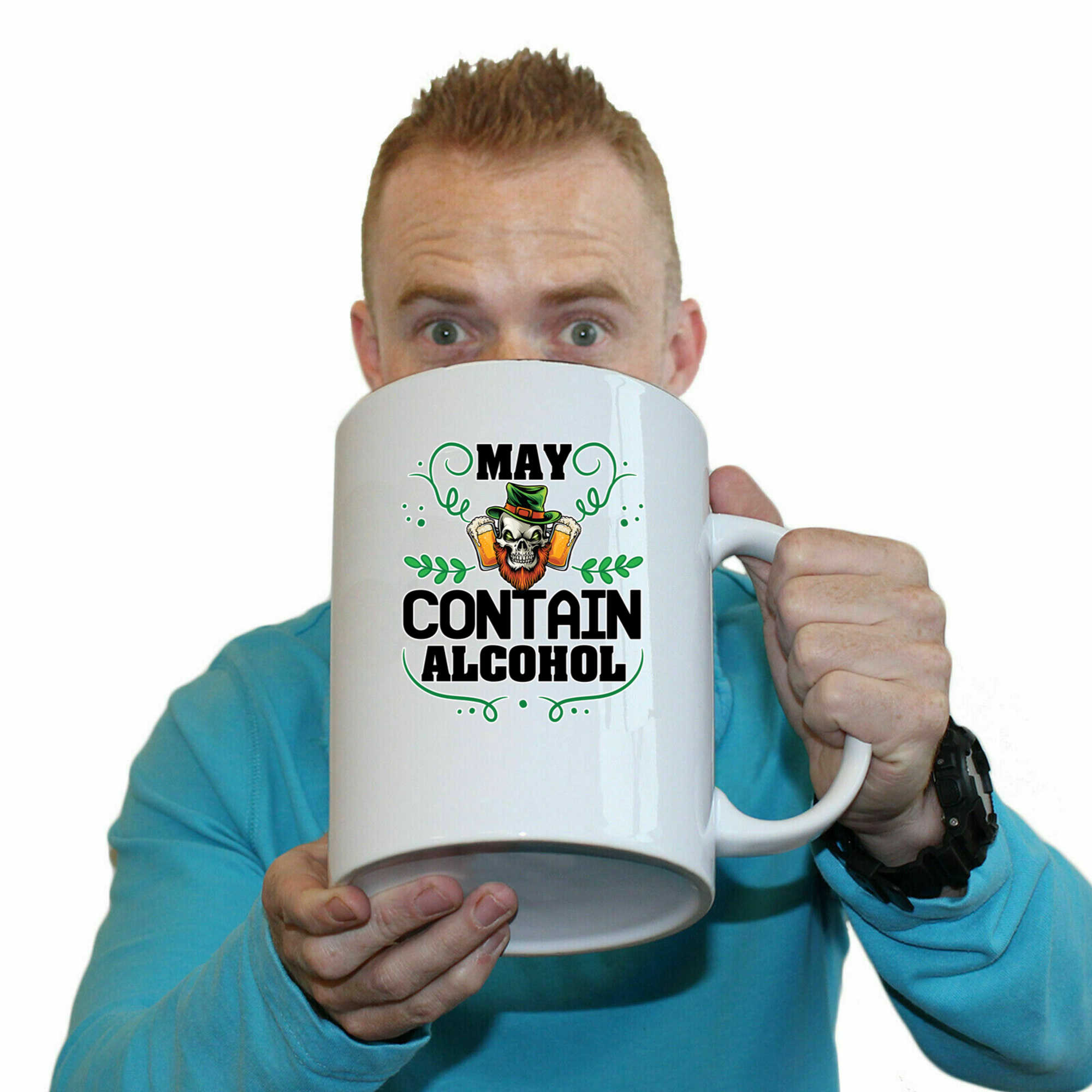 May Contain Alcohol Irish St Patricks Day Ireland - Funny Giant 2 Litre Mug