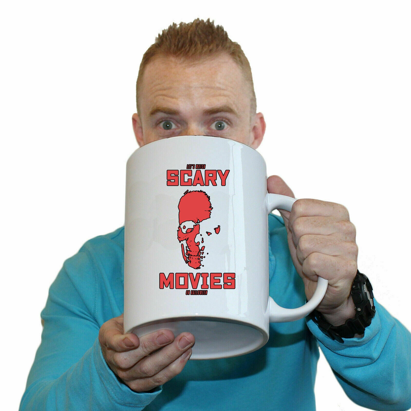 Lets Watch Scary Movies On Halloween - Funny Giant 2 Litre Mug