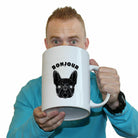 Bonjour Bulldog Face - Funny Giant 2 Litre Mug Cup