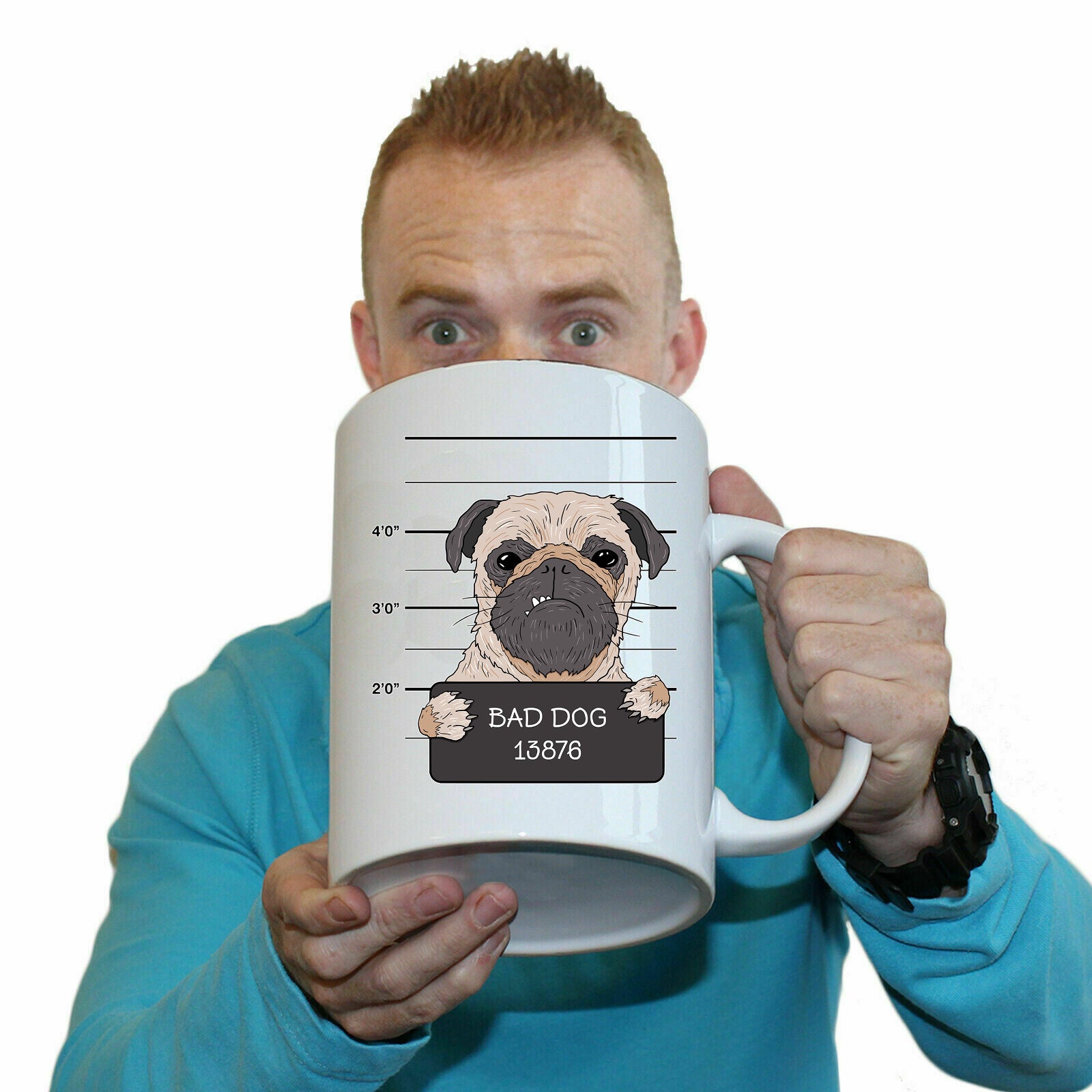 Bad Dog Criminal Line Up - Funny Giant 2 Litre Mug