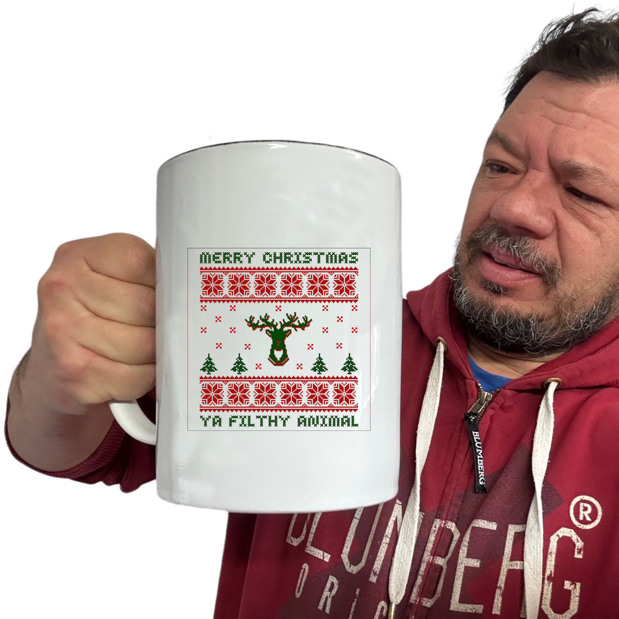 Merry Christmas Ya Filty Animal Jumper - Funny Giant 2 Litre Mug