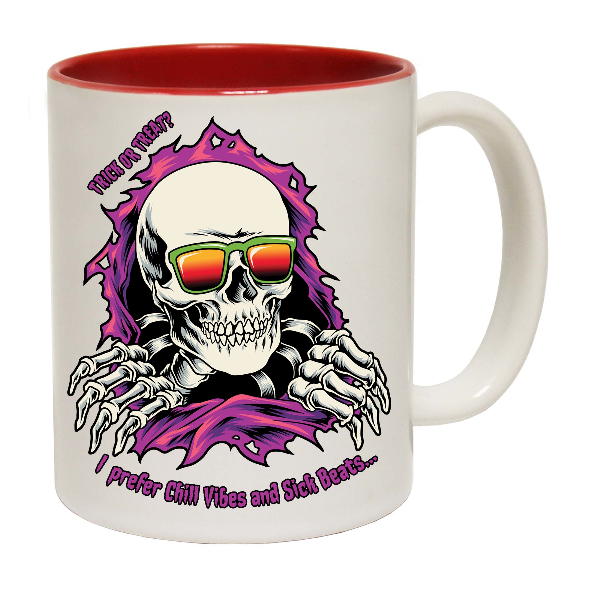 Skele Vibes And Sick Beats Halloween Trick Or Treat - Funny Coffee Mug