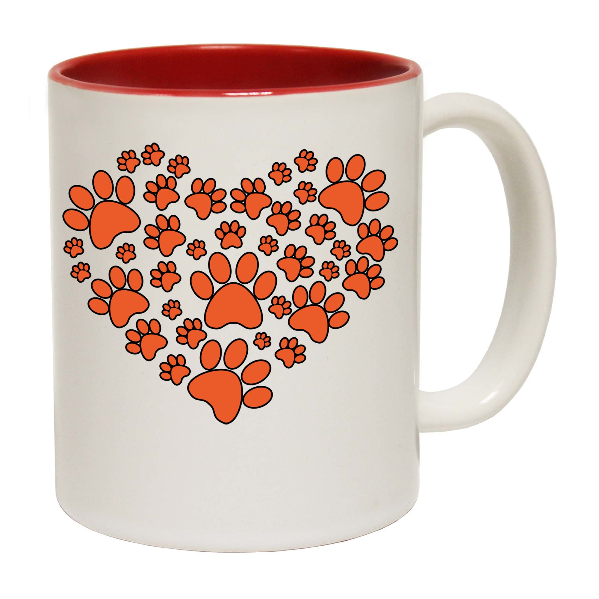 Paw Print Love Heart Dogs Dog Pet Animal - Funny Coffee Mug