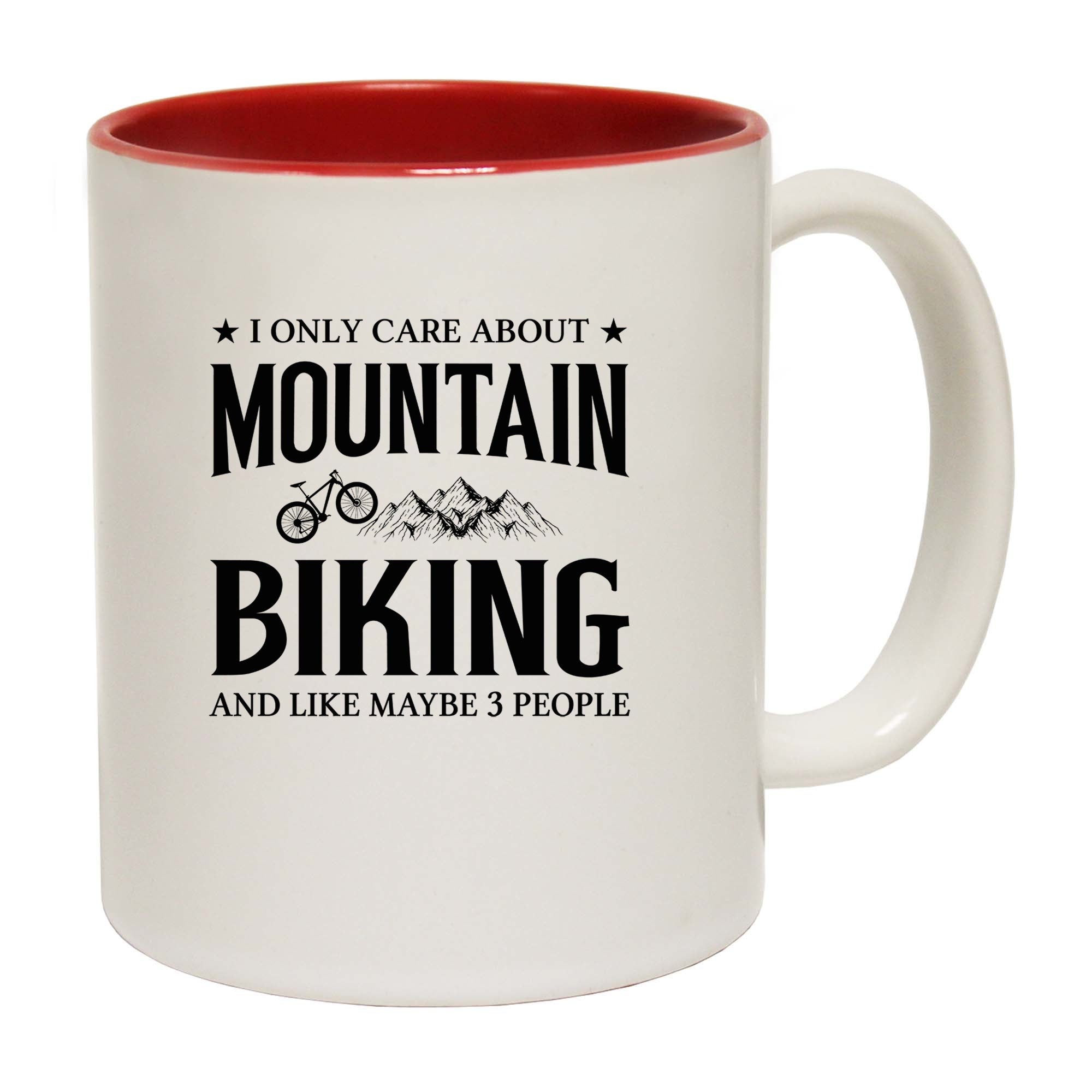 Only Care About Mountain Biking 3 People Cycling Bicycle Bike - Funny Coffee Mug