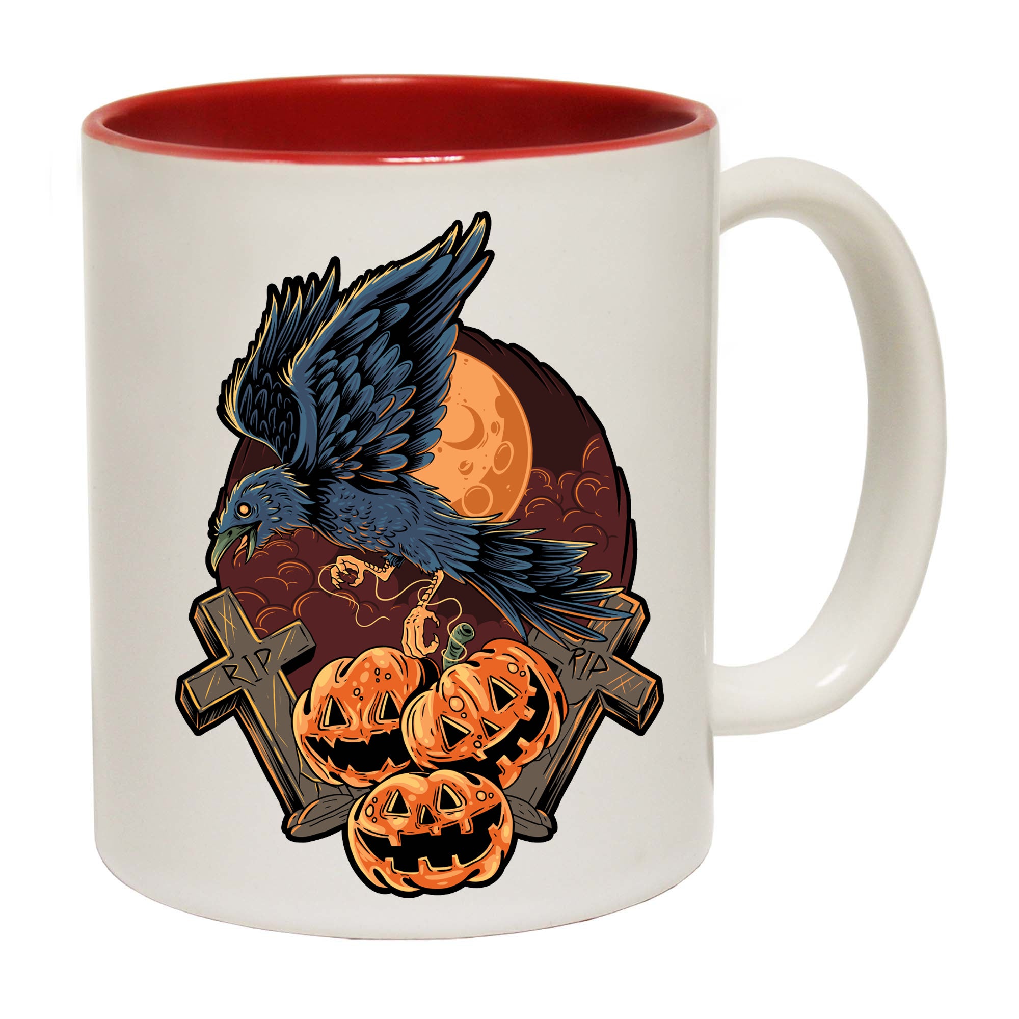 Graphic Raven Pumpkin Halloween Trick Or Treat - Funny Coffee Mug