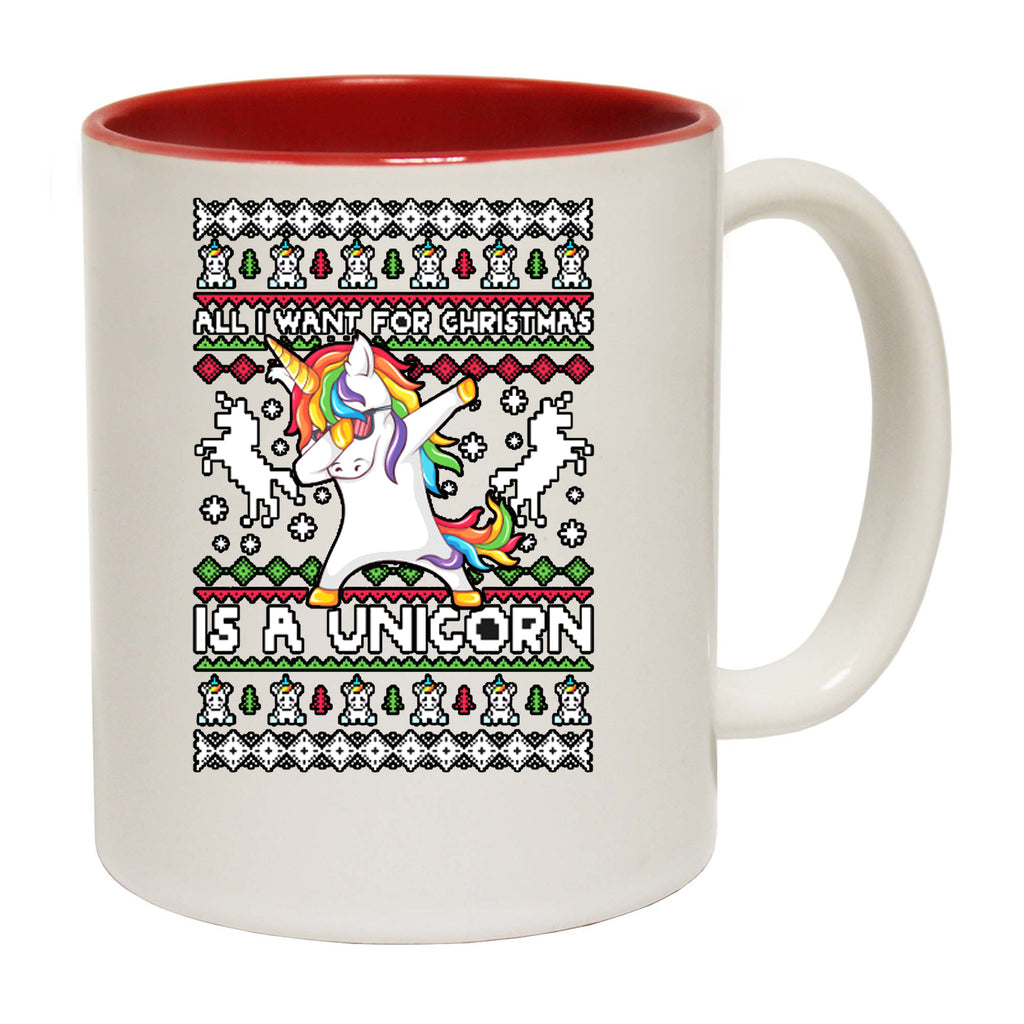 Xmas All I Want For Christmas Unicorn Dab Dabbing - Funny Coffee Mug