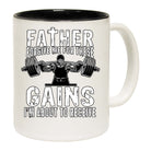 Father Forgive Me For The Gains Gym Bodybuilding Weights - Funny Coffee Mug