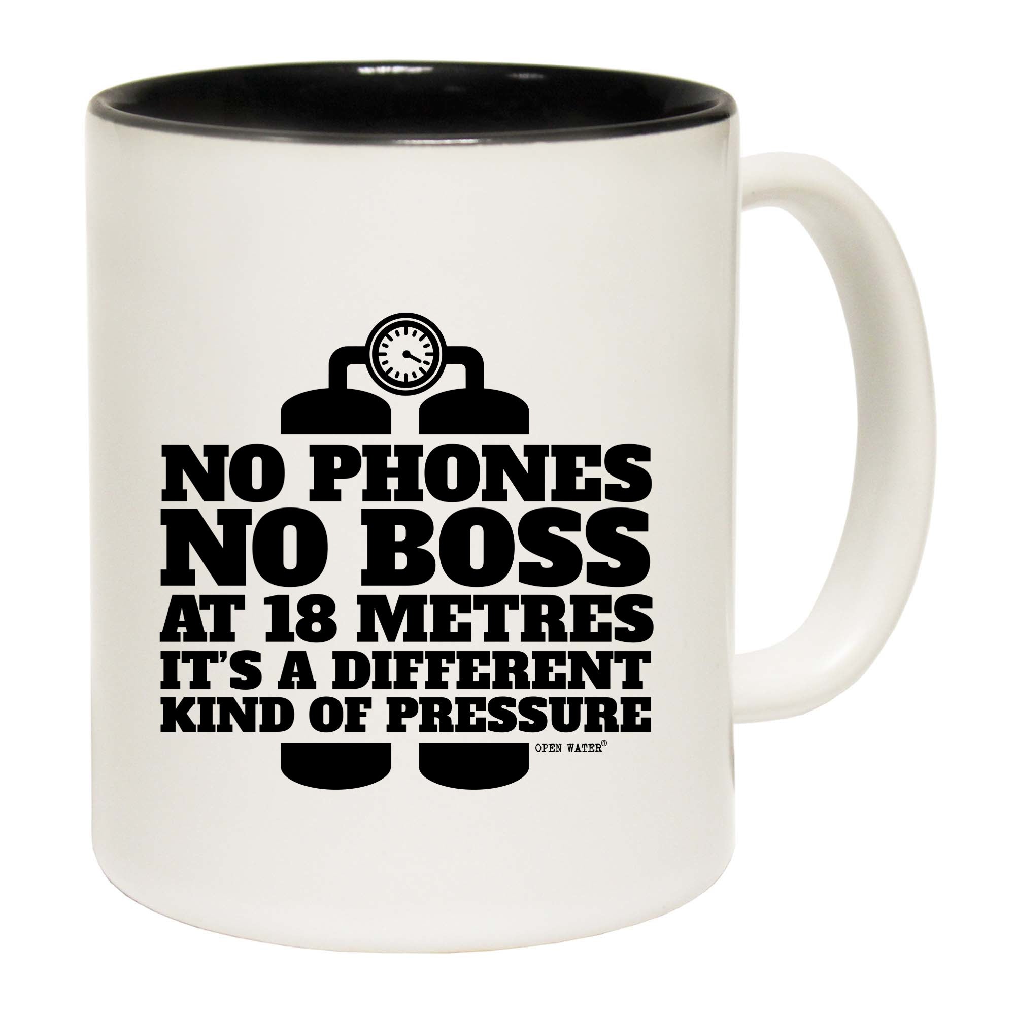 Ow No Phones No Boss At 18 Meters Pressure - Funny Coffee Mug