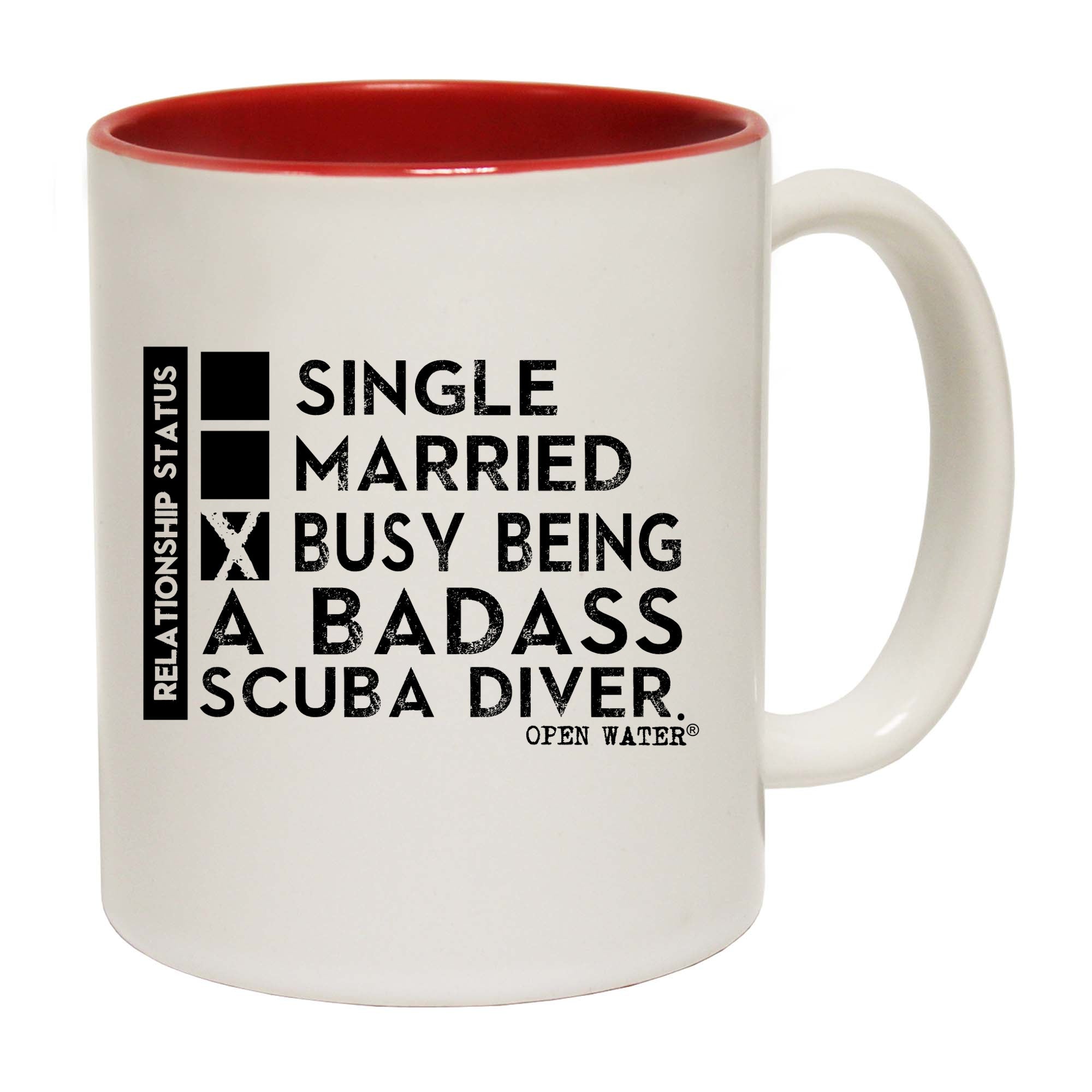 Ow Relationship Status Badass Scuba Diver - Funny Coffee Mug