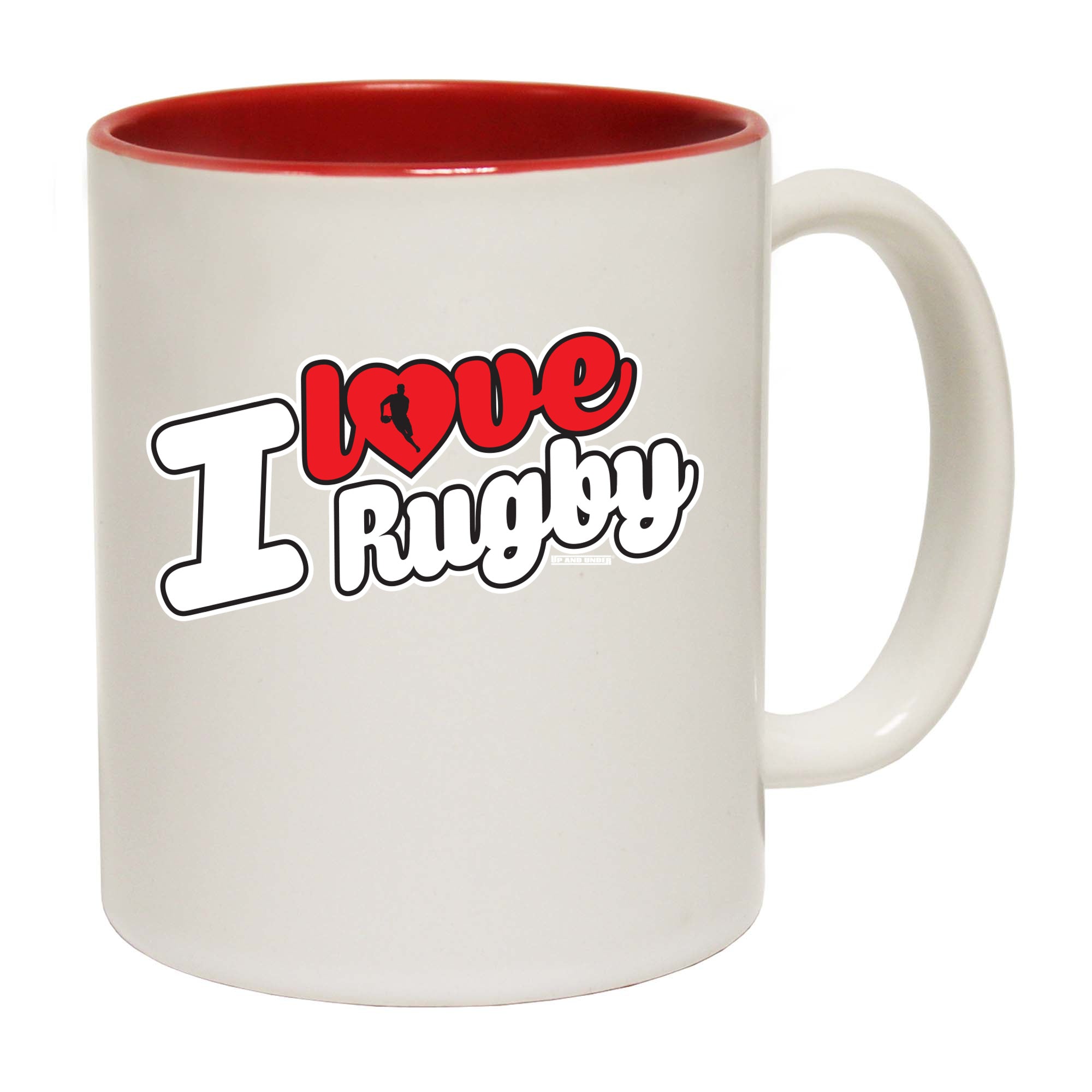 Uau I Love Rugby Stencil - Funny Coffee Mug