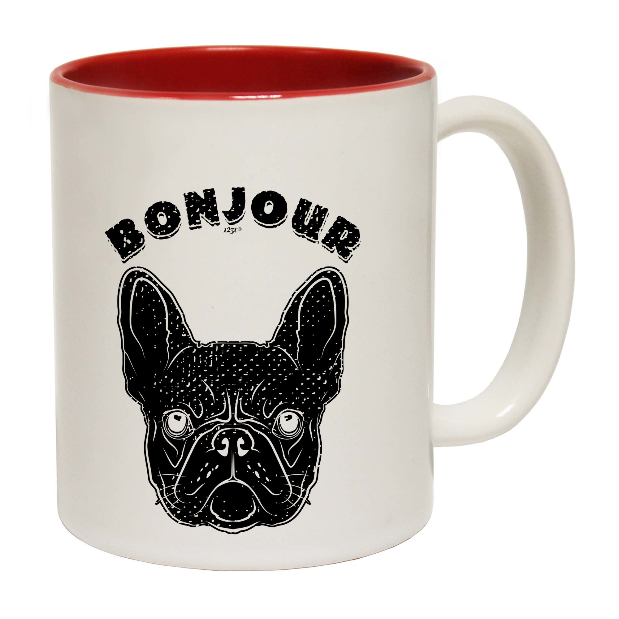 Bonjour Bulldog Face - Funny Coffee Mug Cup