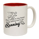 Pb The Voices In My Head Keep Telling Me To Go Running - Funny Coffee Mug