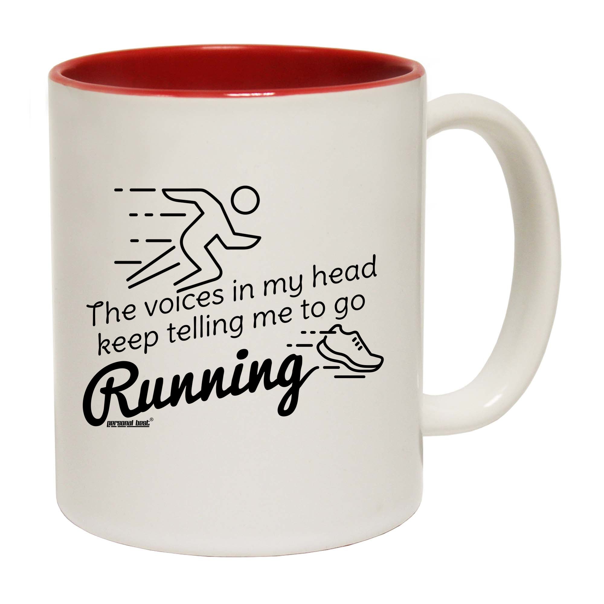 Pb The Voices In My Head Keep Telling Me To Go Running - Funny Coffee Mug