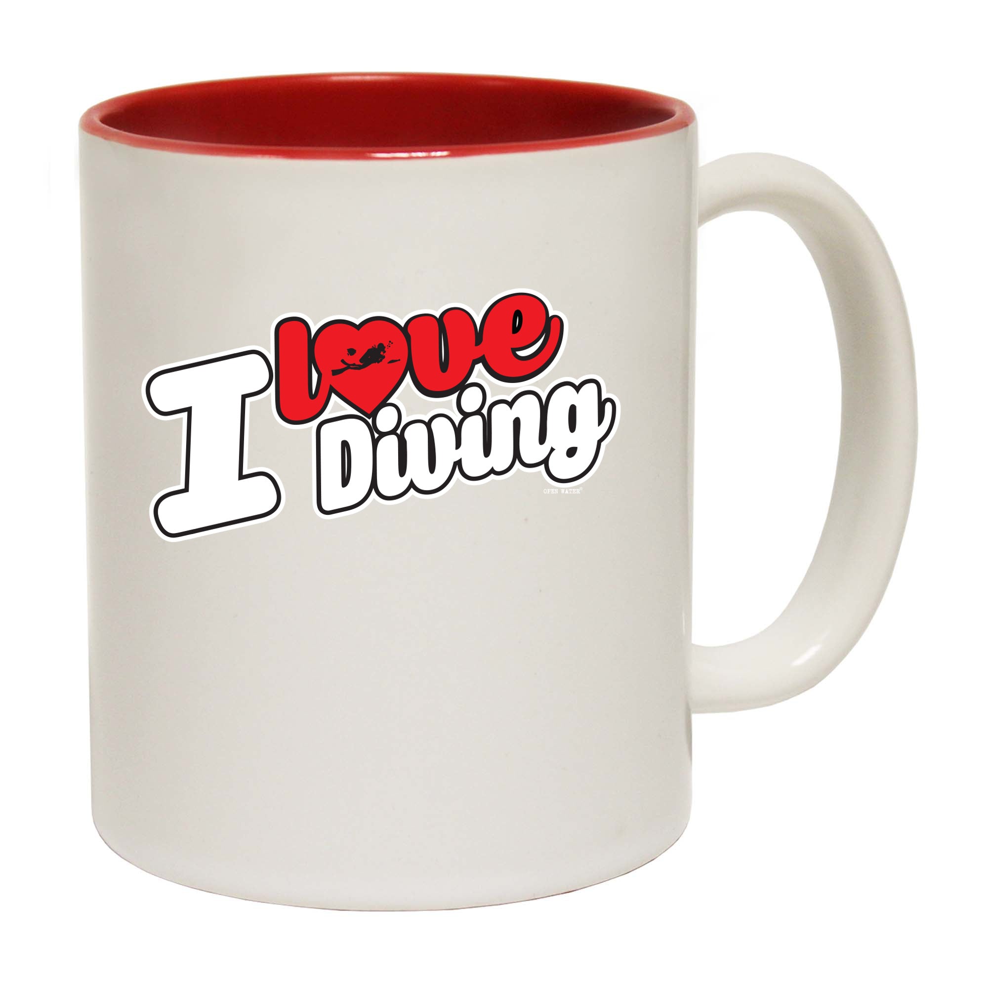 Ow I Love Diving Stencil - Funny Coffee Mug