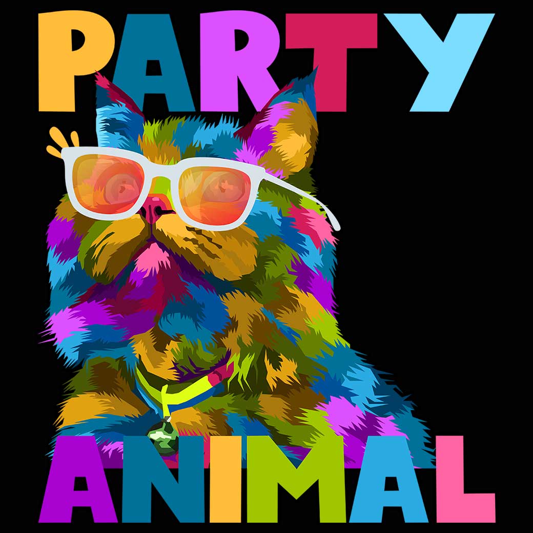 Party Animal Cat Cats - Mens 123t Funny T-Shirt Tshirts