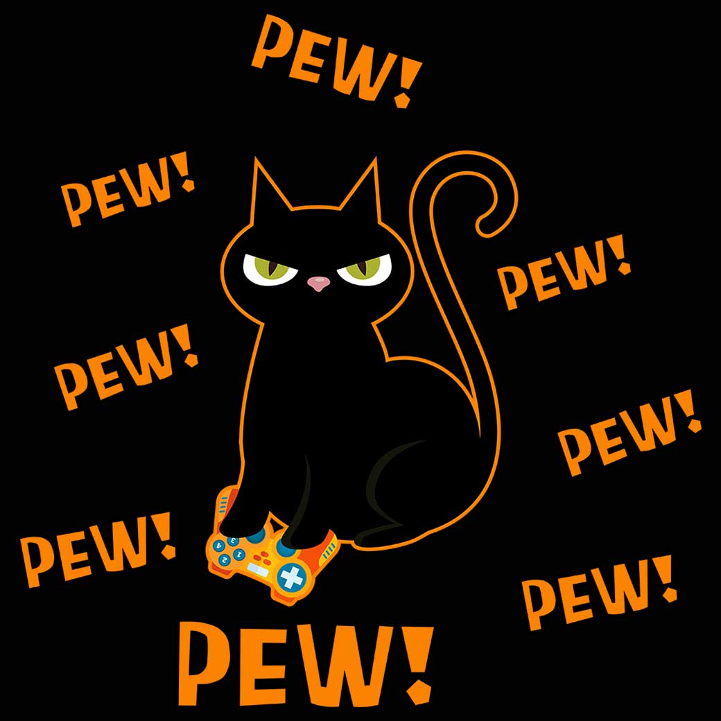 Pew Pew Pew Cat Video Games Gamer - Mens 123t Funny T-Shirt Tshirts