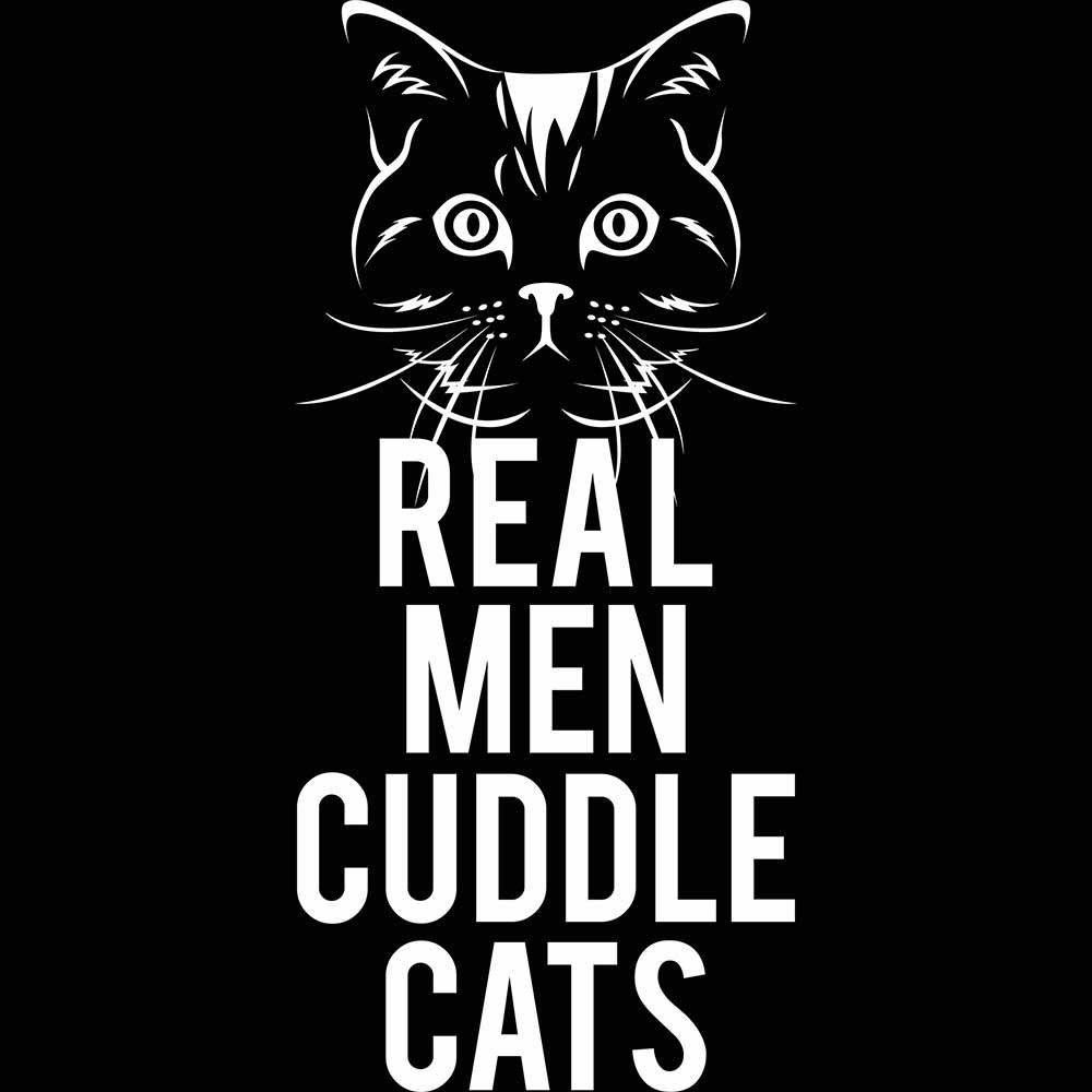 Real Men Cuddle Cats - Mens 123t Funny T-Shirt Tshirts