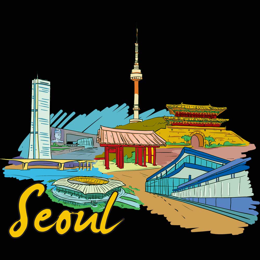 Seoul South Korea Country Flag Destination - Mens 123t Funny T-Shirt Tshirts