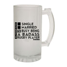 Uau Relationship Status Badass Rugby Player - Funny Beer Stein